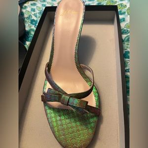 J crew low heel sandals iridescent disco dot strappy